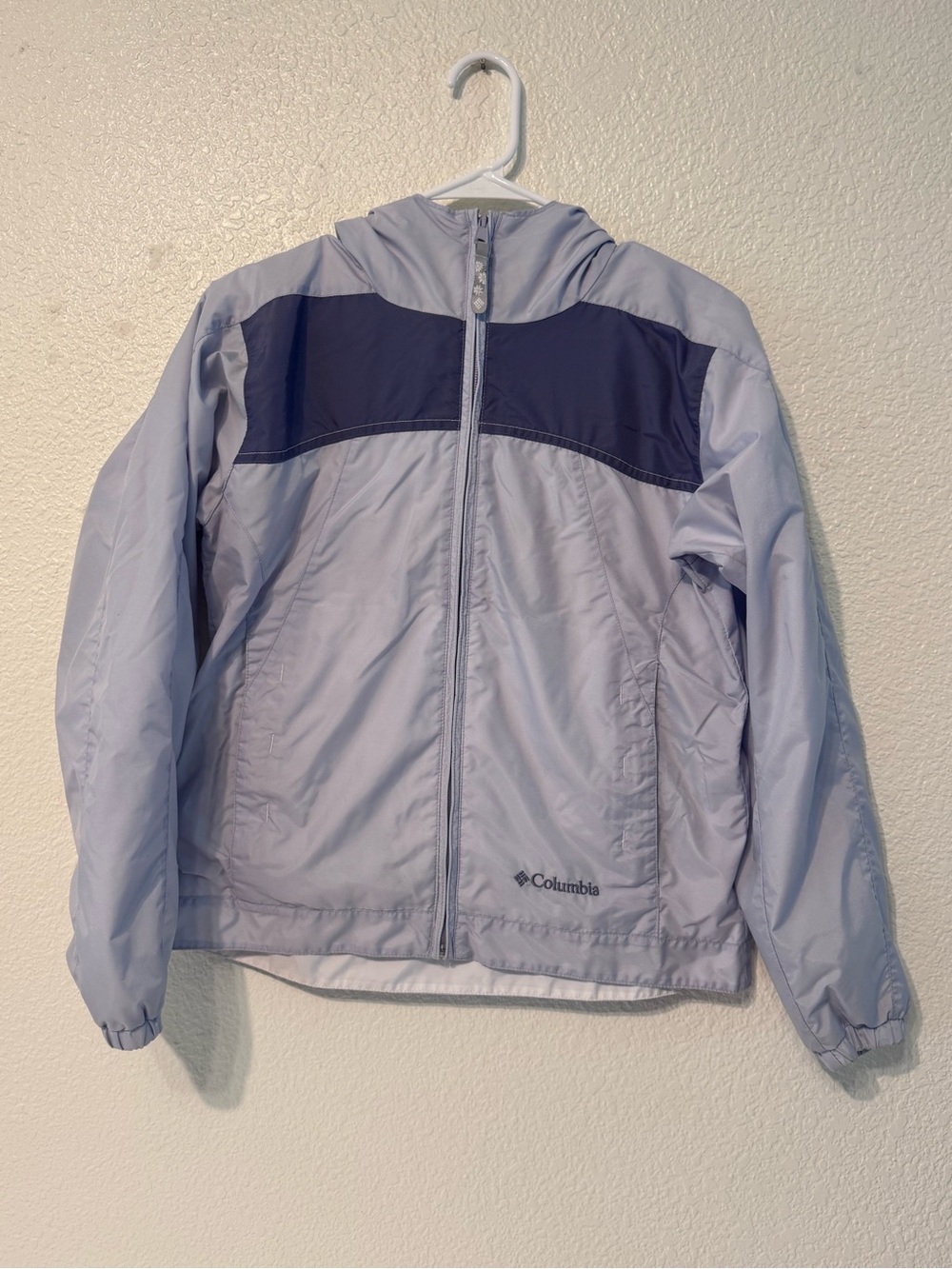 Columbia Light Blue and Navy Hooded Girls' Windbreaker Jacket
